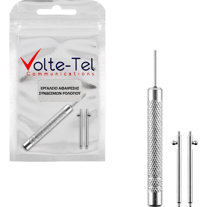 Set scule Volte-Tel, Instrument si stift pentru indepartarea zalei ceasului, argintiu, 2 buc.