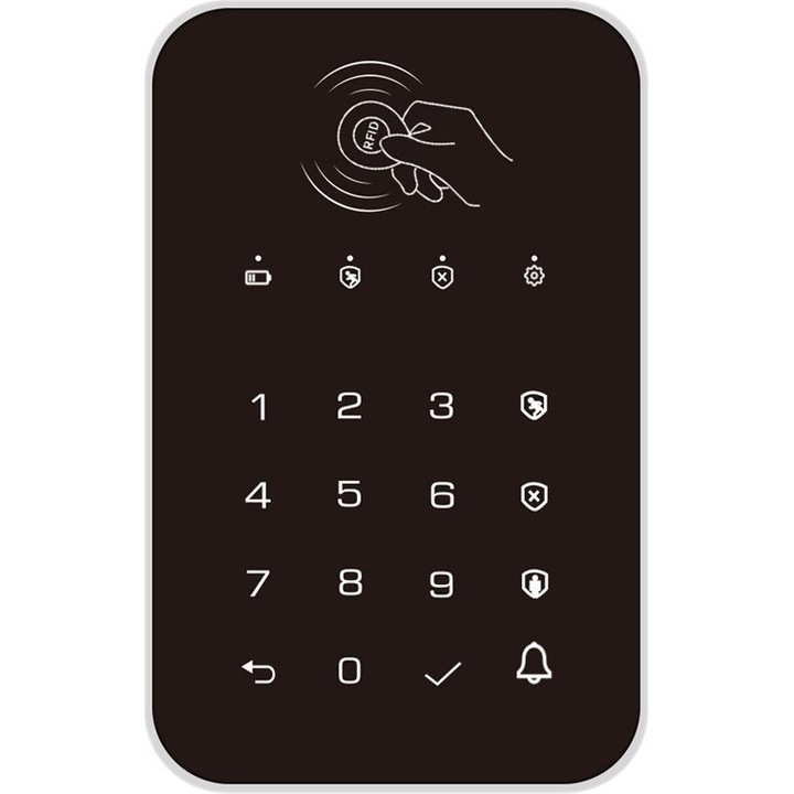 Incuietoare Cu Cod Pentru Usi Si Porti Tastatura RFID, K010, negru, 87.7x137.6x17.1mm, cu 2 carti RFID