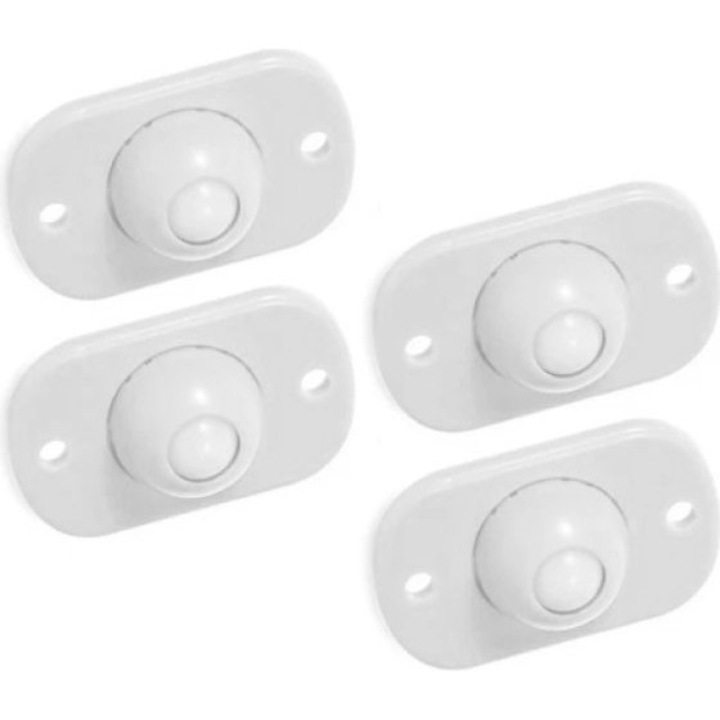 Roti autoadezive din plastic, 4 bucati, 2.8x1.5x4.5cm, alb