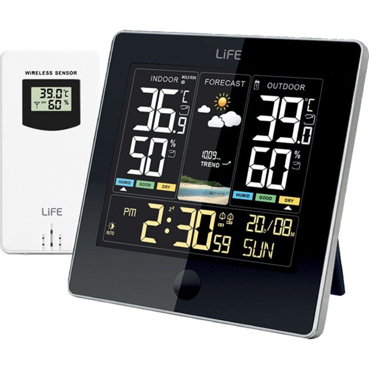 Statie meteorologica Life, LCD 4.8", senzor extern, temperaturi -40C pana la +70C, umiditate 20%-95% RH