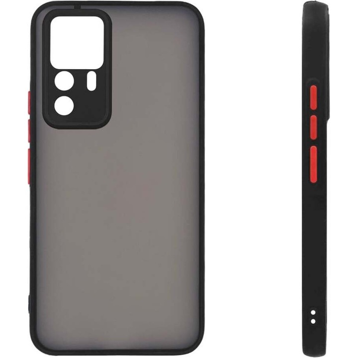 Husa telefon Sonique Color Button Bumper, pentru Xiaomi 12T / Xiaomi 12T Pro, plastic transparent mat, silicon, protectie maxima
