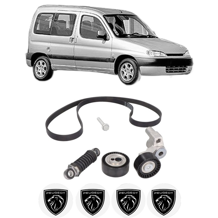 Set curea accesorii pentru transmisie PEUGEOT PARTNER MPV (5_, G_) 1.9 D din 1996-2002, Auto, INA, 4x Stickere auto cu PEUGEOT