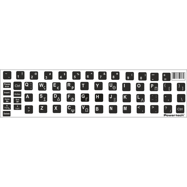Set autocolante tastatura Powertech PT-1419, 0.11x0.11mm, negru mat