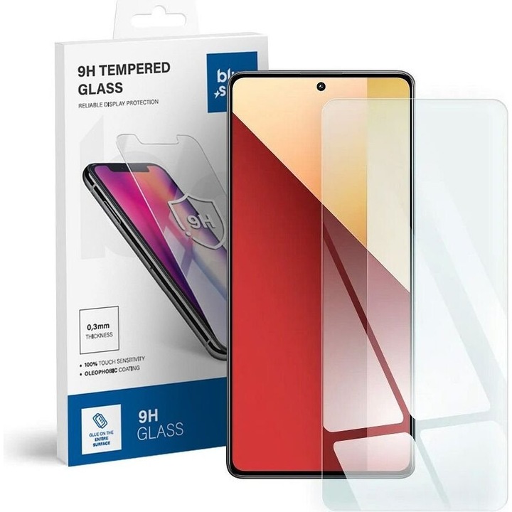 Folie protectie telefon, Blue Star, sticla securizata, 0.3mm, foarte rezistenta, set complet, pentru Xiaomi Redmi Note 13 Pro 4G/5G