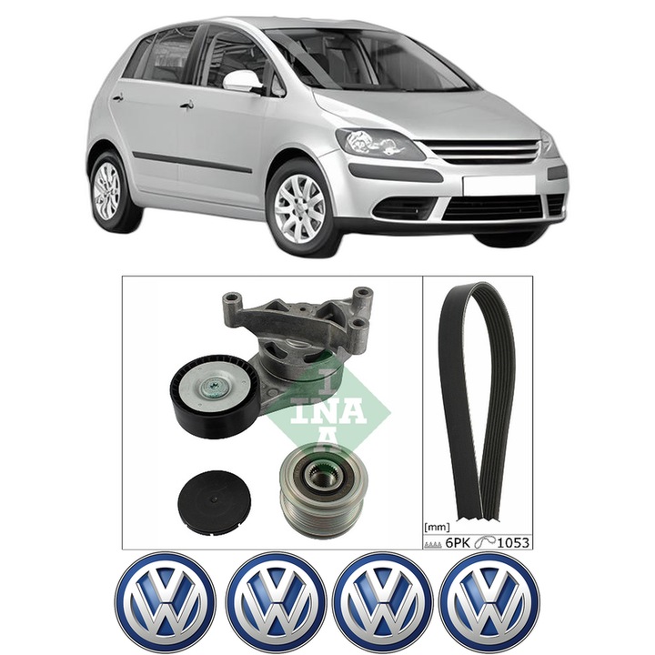 Set curea accesorii pentru transmisie Volkswagen GOLF PLUS V (5M1, 521) 1.6 BiFuel din 2009-2013, Auto, INA, 4x Stickere auto cu Volkswagen
