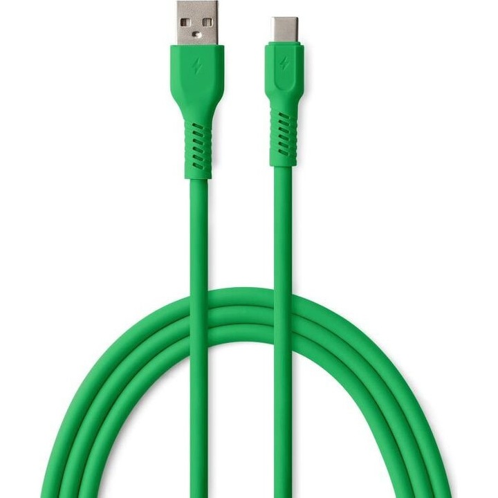 Cabluri de date Colorum USB-A - USB-C 1,8m, 3A, verde