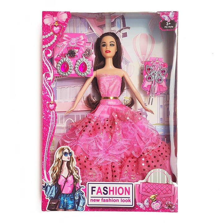 Papusa Mixbo Printesa Fashionista, cu accesorii, multicolor, 30cm, 3 ani+