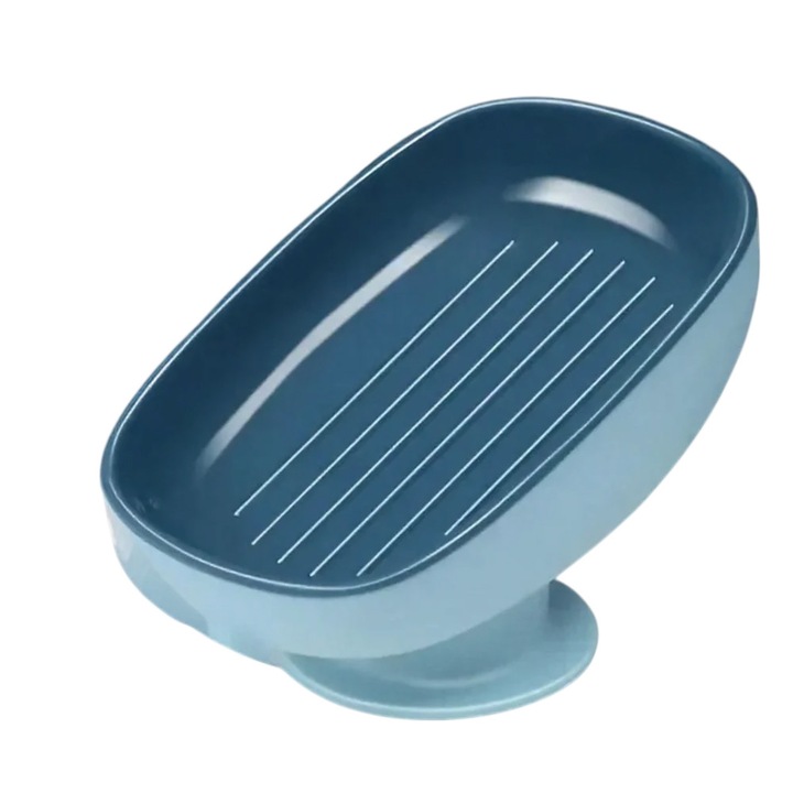 Suport pentru sapun, cu drenaj, albastru, 13x8.8x8.6 cm