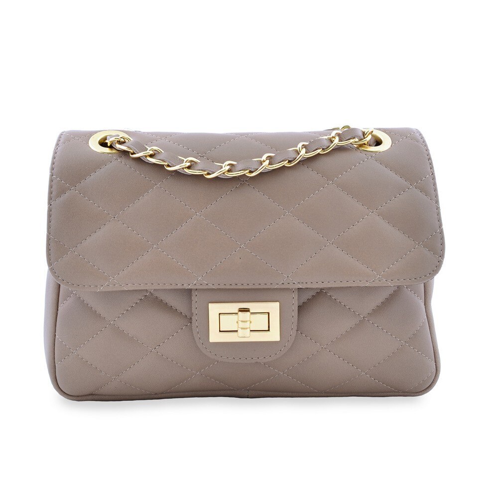 Geanta de seara Zodiac, de dama, piele naturala, culoare taupe