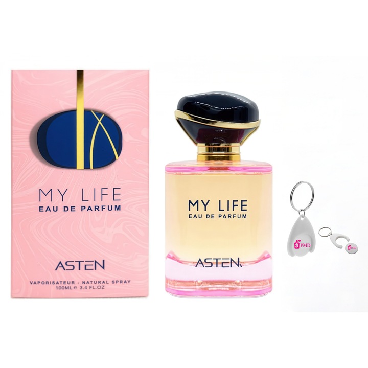 My Life, Asten, Női, 100ml Eau de Parfum Szett személyre szabott "PMD" kulcstartóval