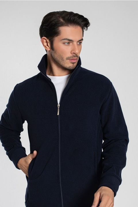 Jacheta tip Hanorac Polar pentru Barbati, cu Fermoar si buzunare 1025 bleumarin 11760, Bleumarin