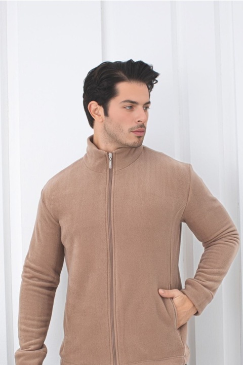 Jacheta tip Hanorac Polar pentru Barbati, cu Fermoar si buzunare 1028 bej 11768, Bej