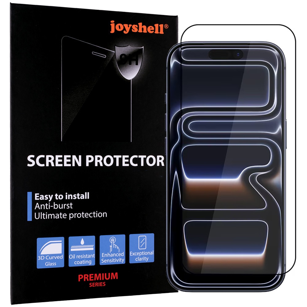 Folie protectie pentru iPhone 17 Pro, Joyshell, Sticla Profesionala Ecran 3D, Full Cover, Full Glue, Anti Zgarieturi, Anti Socuri, Ultra Rezistenta, margini negre