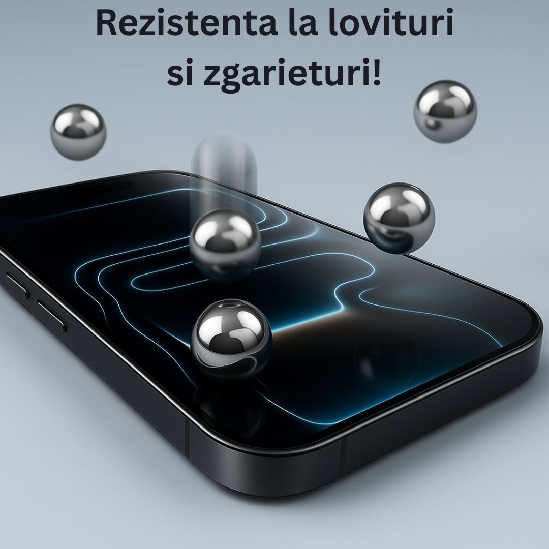 Folie protectie pentru iPhone 17 Pro, Joyshell, Sticla Profesionala Ecran 3D, Full Cover, Full Glue, Anti Zgarieturi, Anti Socuri, Ultra Rezistenta, margini negre