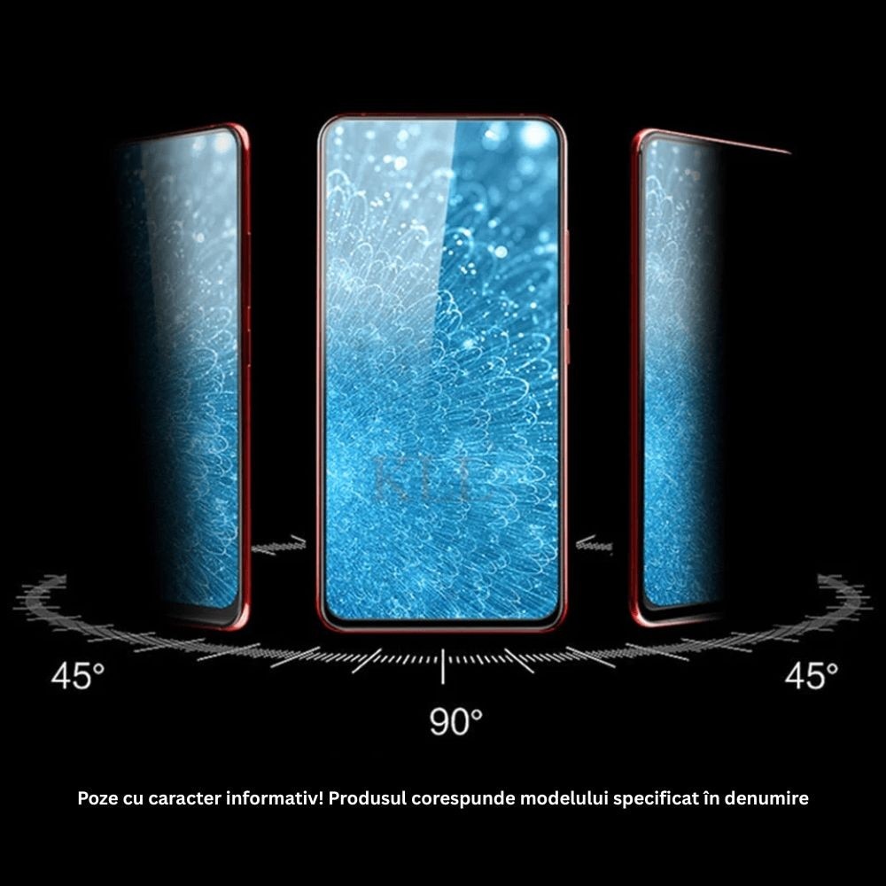 Folie Sticla Securizata Flippy Privacy pentru Xiaomi Redmi Note 13, 2.5D, Negru Transparent
