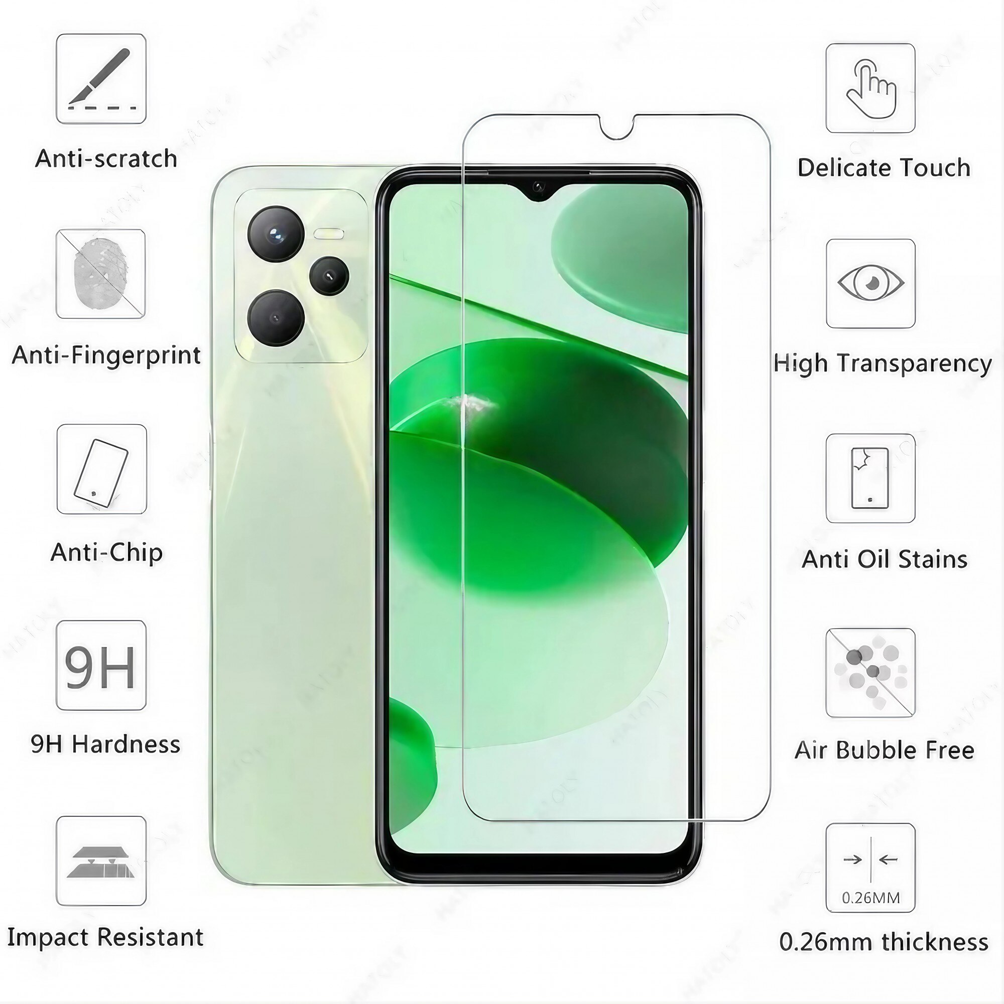 Folie Sticla Securizata, Flippy, Full Glue, Margini Negre, Transparent, pentru Realme C53