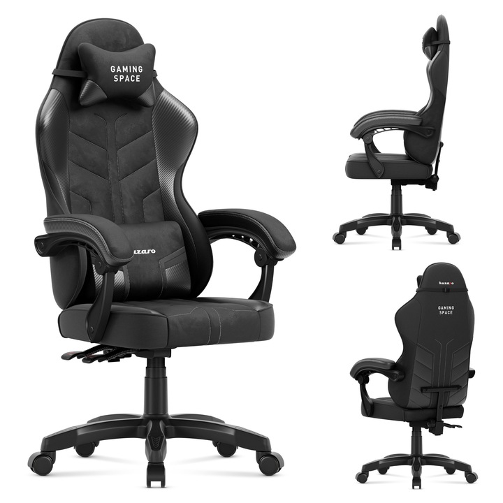 Геймърски стол, Huzaro Force 2.7, въртящ се, ергономичен, черно