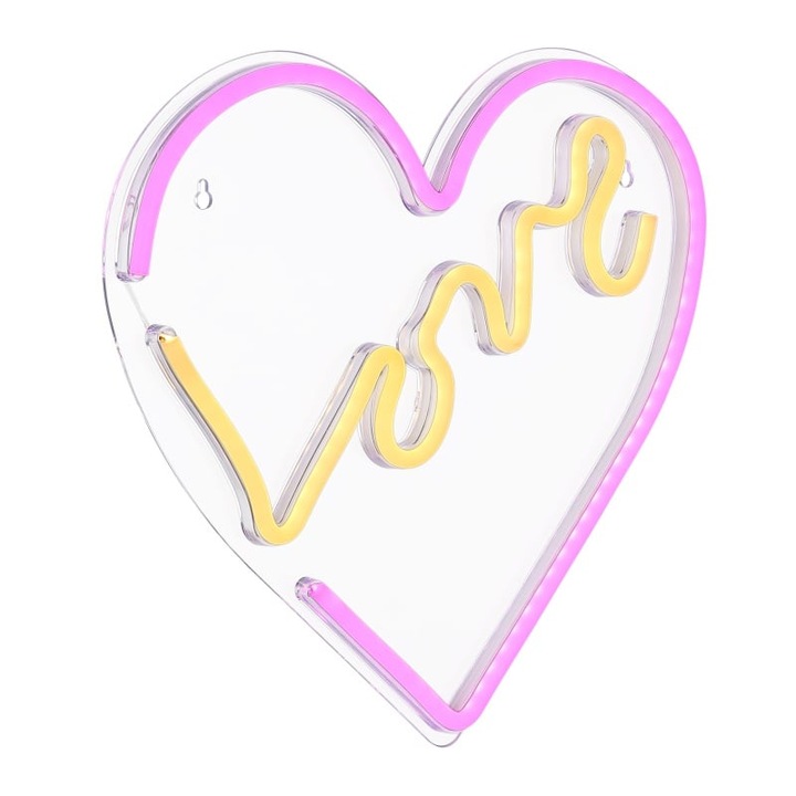 LED szív alakú dekoráció "Love" 3W, IP20, USB, átlátszó/fehér