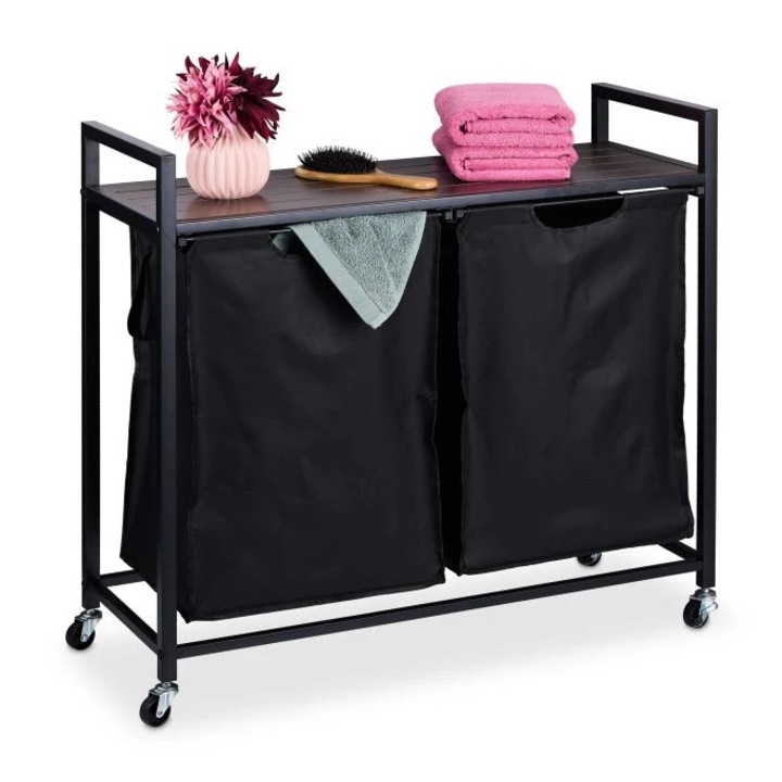 Разтегателна поставка за кош за пране B2X с рафт, 81,5x38,8x10,6 см