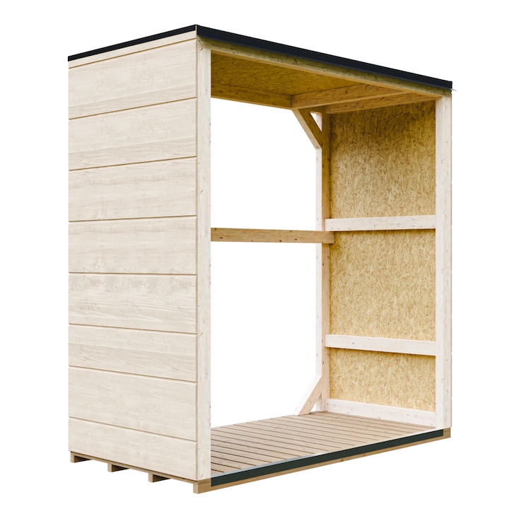 Sopron pentru lemne de foc de exterior 1,14 m² - 75 x 153 x H159 cm - TIMBELA M980-1