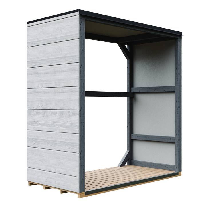 Sopron pentru lemne de foc de exterior 1,14 m² - 75 x 153 x H159 cm - TIMBELA M980-1-TUNDRA CAVERN