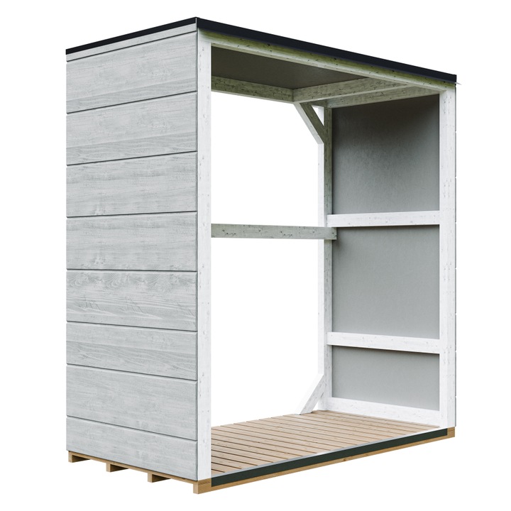 Sopron pentru lemne de foc de exterior 1,14 m² - 75 x 153 x H159 cm - TIMBELA M980-1-TUNDRA GREY