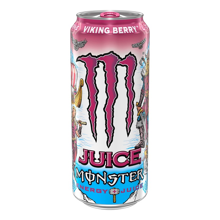 Băutură energizantă Monster Energy Juice Viking Berry 473ml, aromă fructe de pădure, design unic