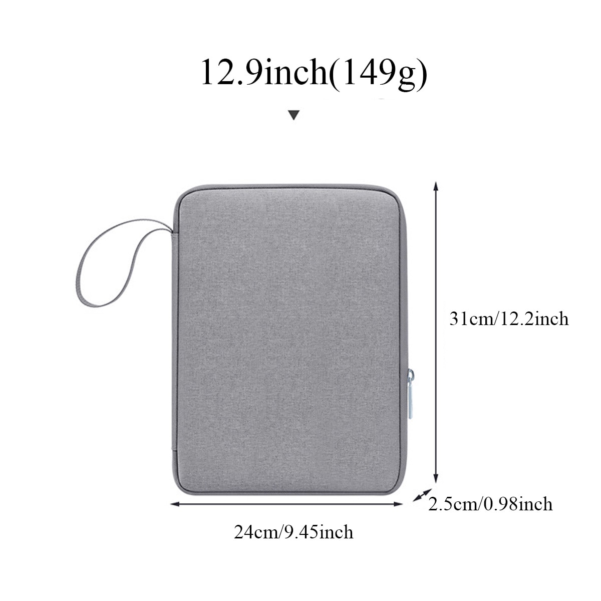 FooFoony Husa Tableta 12.9 inch Husa de Transport pentru iPad, pentru iPad Pro, Surface Pro, Galaxy Tab S8 Plus, compartiment principal si buzunare organizare,12.9 inch, Gri