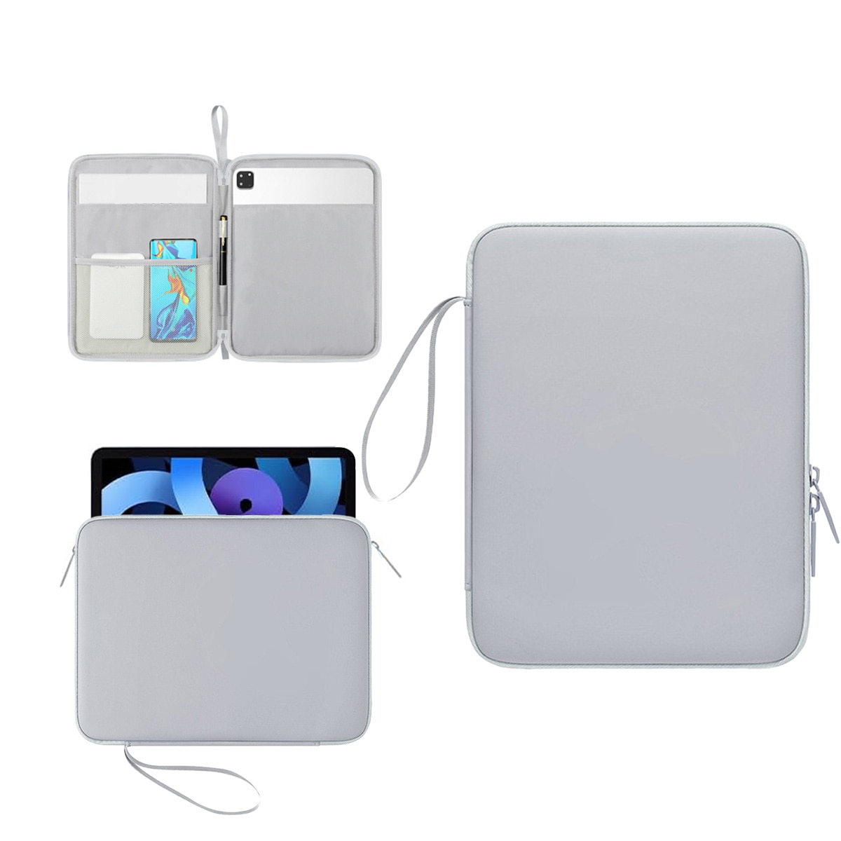 Husă de protecție pentru tabletă FooFoony, impermeabilă, gri, 12.9 inch, pentru iPad Pro, Samsung Galaxy Tab, spațiu generos