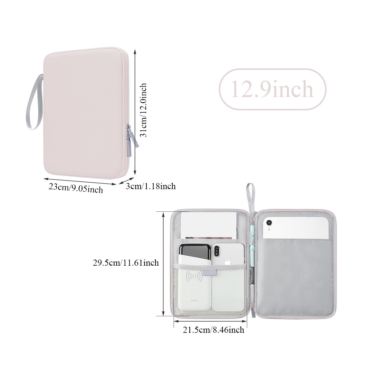 Husă de protecție pentru tabletă, FooFoony, impermeabilă, din PU piele premium, roz, 12-12, 9 inch