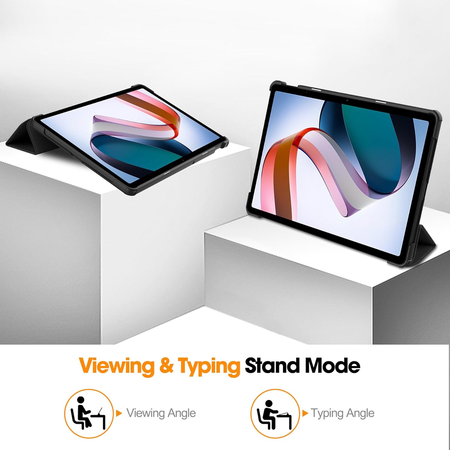 Husa Sigloo pentru tableta Xiaomi RedMi Pad SE 11" (2023) – Slim, Tri-Fold Magnetic, Piele Ecologica, Suport Stand, Antisoc –Negru