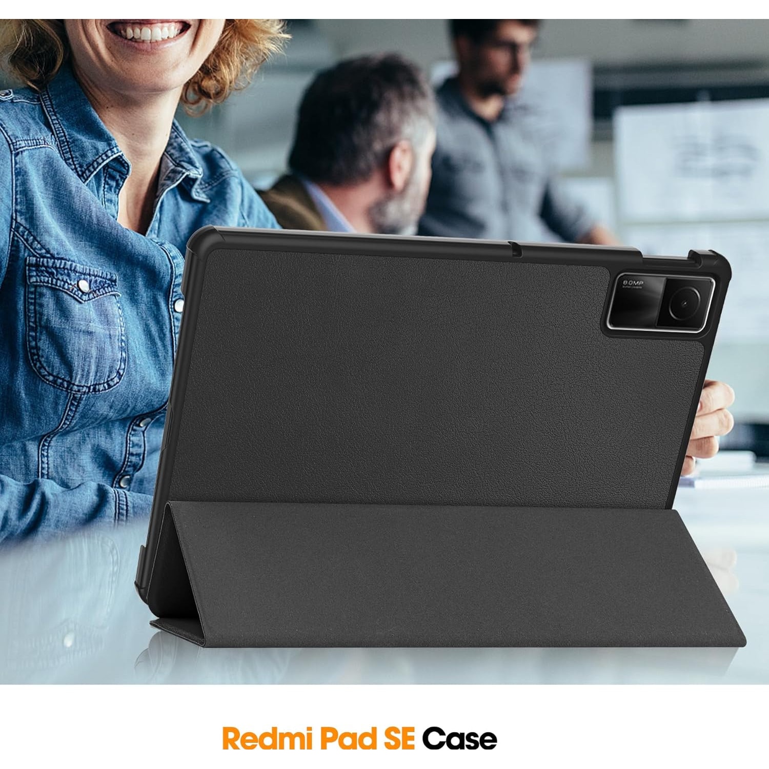 Husa Sigloo pentru tableta Xiaomi RedMi Pad SE 11" (2023) – Slim, Tri-Fold Magnetic, Piele Ecologica, Suport Stand, Antisoc –Negru