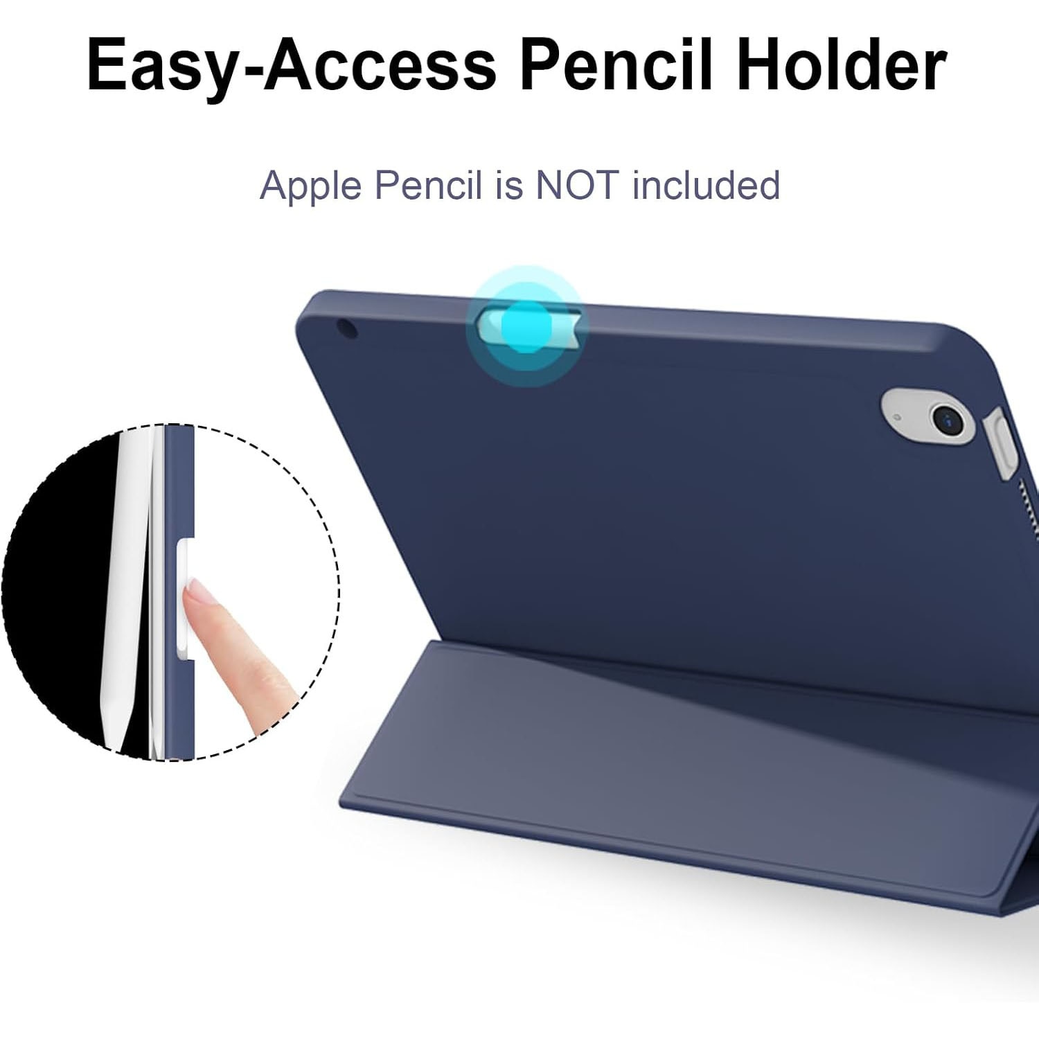 Husa de protectie pentru tableta, potrivita pentru iPad Air 11" (M3/M2 )2025/2024, iPad Air 5/4 generatii 2022/2020 10.9 ", functie automata trezire/dormi, cu tava pentru stilouri, Albastru marin