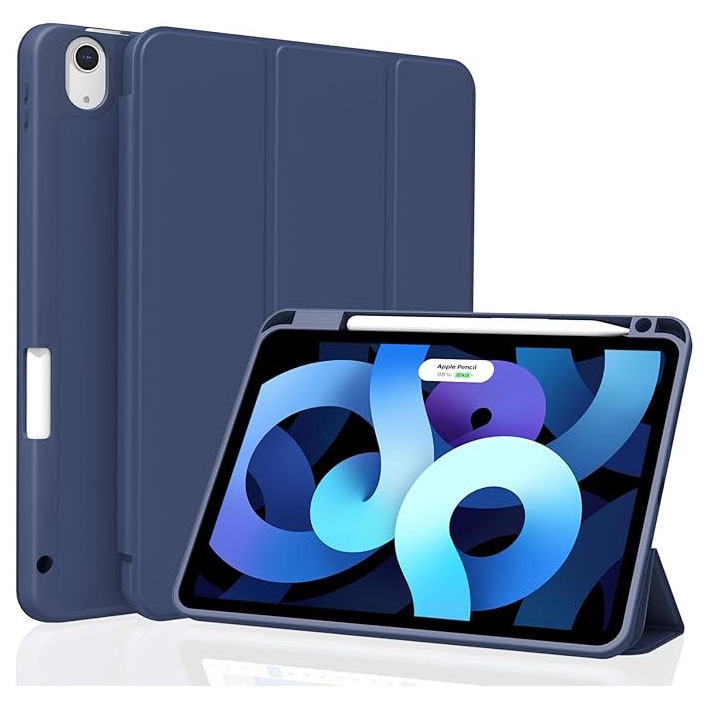 Husa de protectie pentru tableta, potrivita pentru iPad Air 11" (M3/M2 )2025/2024, iPad Air 5/4 generatii 2022/2020 10.9 ", functie automata trezire/dormi, cu tava pentru stilouri, Albastru marin