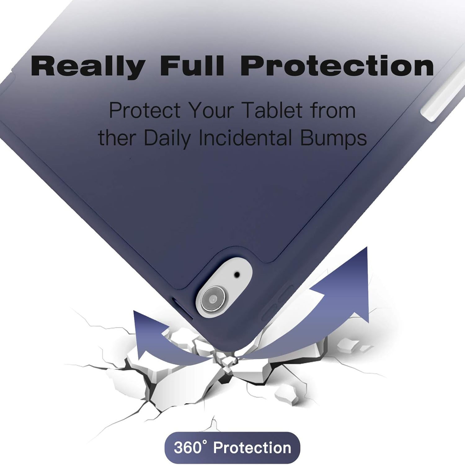 Husa de protectie pentru tableta, potrivita pentru iPad Air 11" (M3/M2 )2025/2024, iPad Air 5/4 generatii 2022/2020 10.9 ", functie automata trezire/dormi, cu tava pentru stilouri, Albastru marin