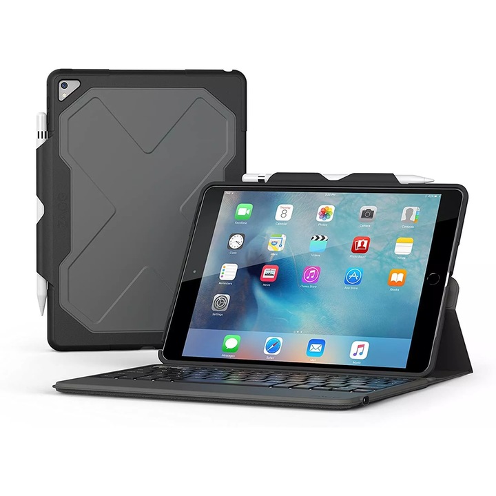 Калъф за таблет Zagg Rugged Messenger с клавиатура, за Apple iPad 2017, черен