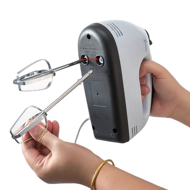 Mixer electric alb, 300W, multifunctional, 2 trepte de viteza, set de 4 accesorii