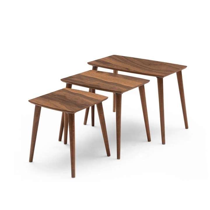 Set 3 masute auxiliare Expomob RUYA, dimensiuni 62/47/31x39x50/45/40 cm, culoare maro inchis