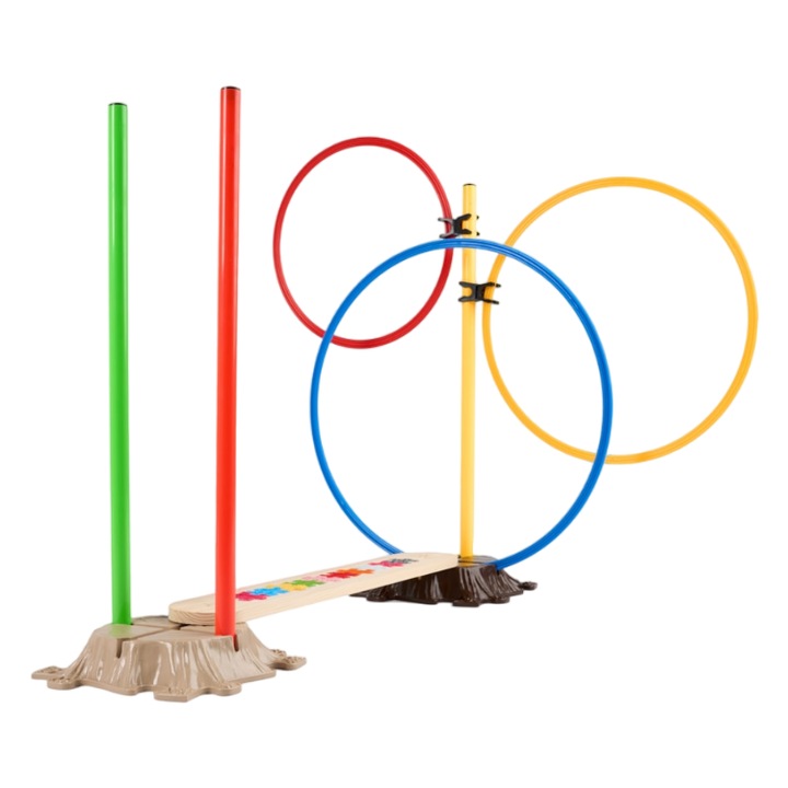 Set gimnastica si motricitate Muffik, 1 an+, multicolor, include suporturi si cercuri