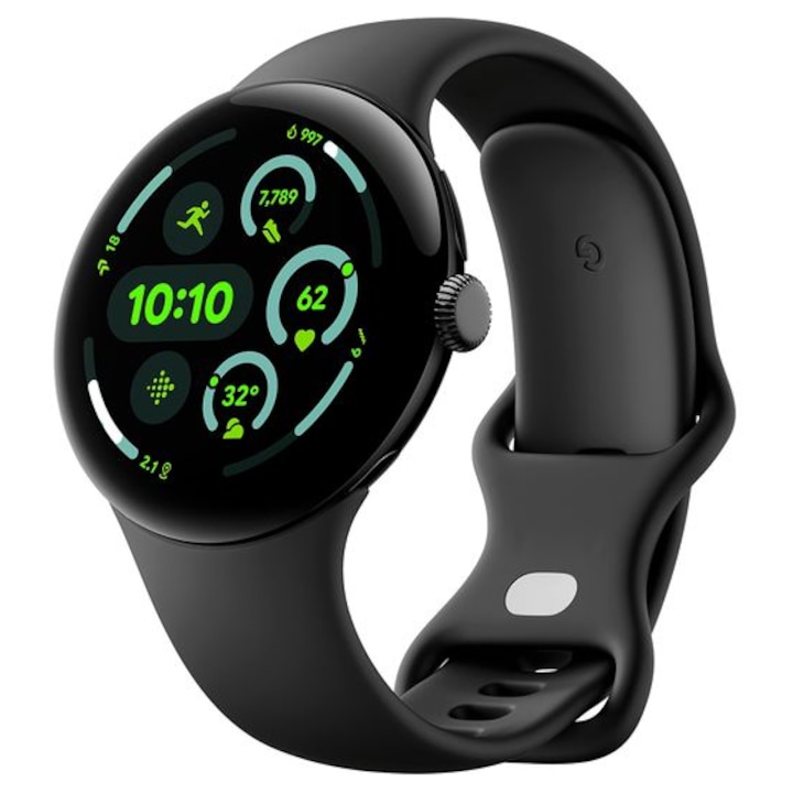 Okosóra Google Pixel Watch 3 LTE, 45mm, Snapdragon W5 Gen 1 processzor, 2GB RAM, 32GB Flash, 5ATM, 4G, Wear OS Fekete