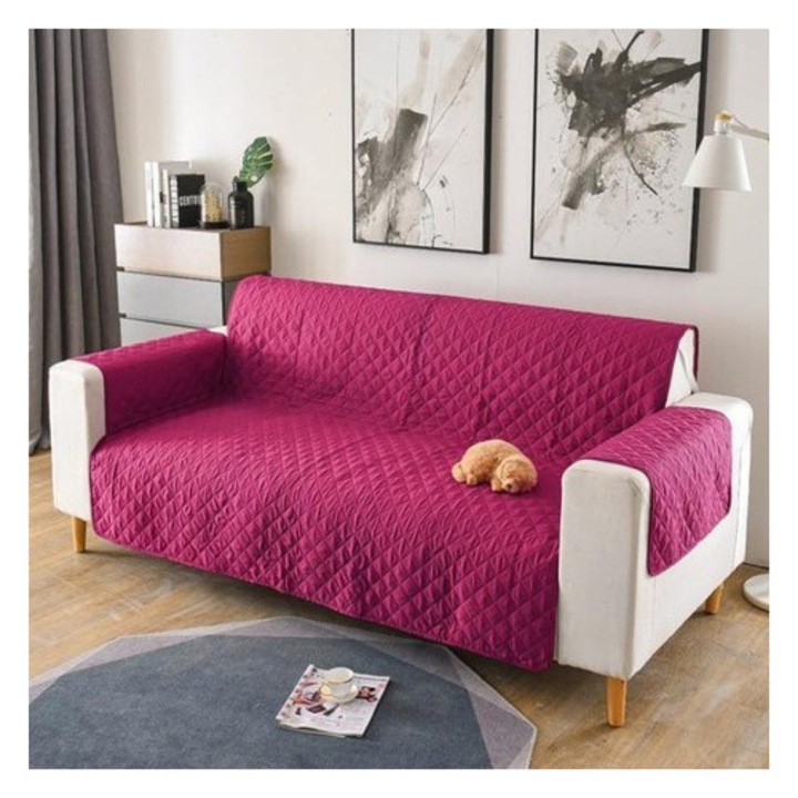 Husa matlasata canapea 3 locuri, Mov 1