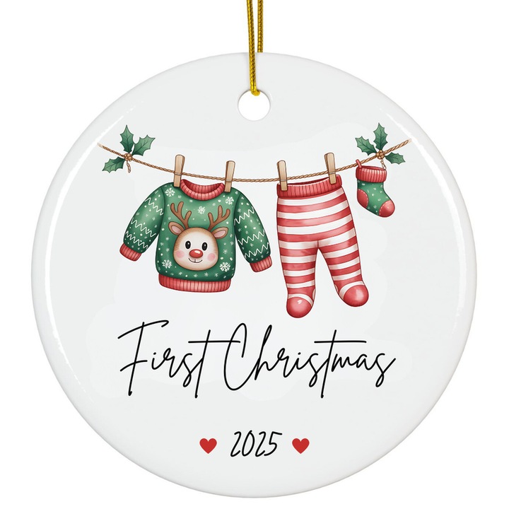 Fehér akril dísz 8cm Első karácsony 2025 baba ajándék