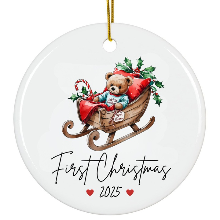 Fehér akril baba dísz Első Karácsony 2025 ajándék 8cm