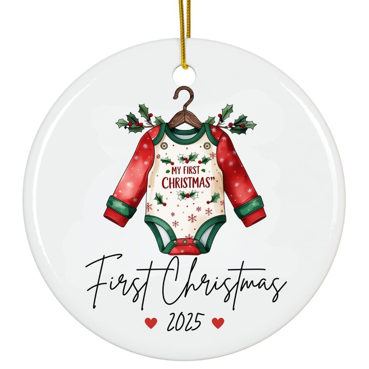 Dísz akril baba fehér első karácsony 2025 dekor 8cm