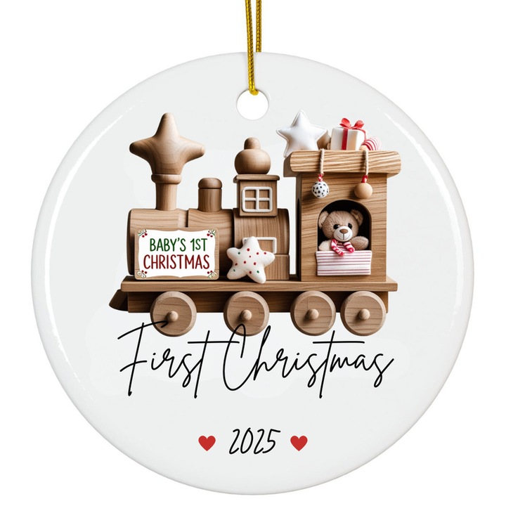 Fehér akril dísz 8cm személyre szabott Első karácsony baba 2025