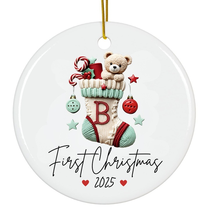 Dísz akril ajándék fehér Első Karácsony baba 2025 8cm