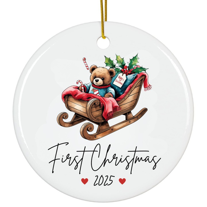 Fehér akril baba dísz Első karácsony 2025 ajándék 8cm