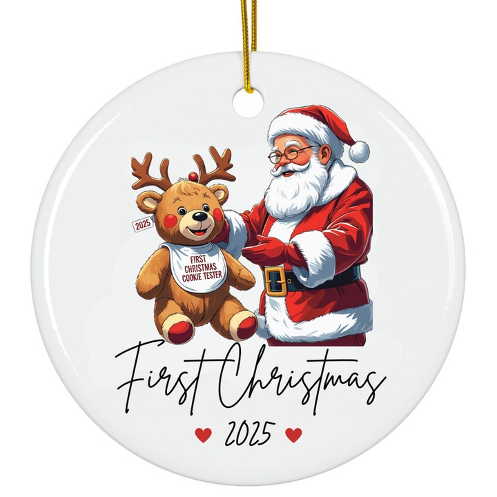 Fehér akril dísz baba Első Karácsony 2025 különleges kiadás 8cm