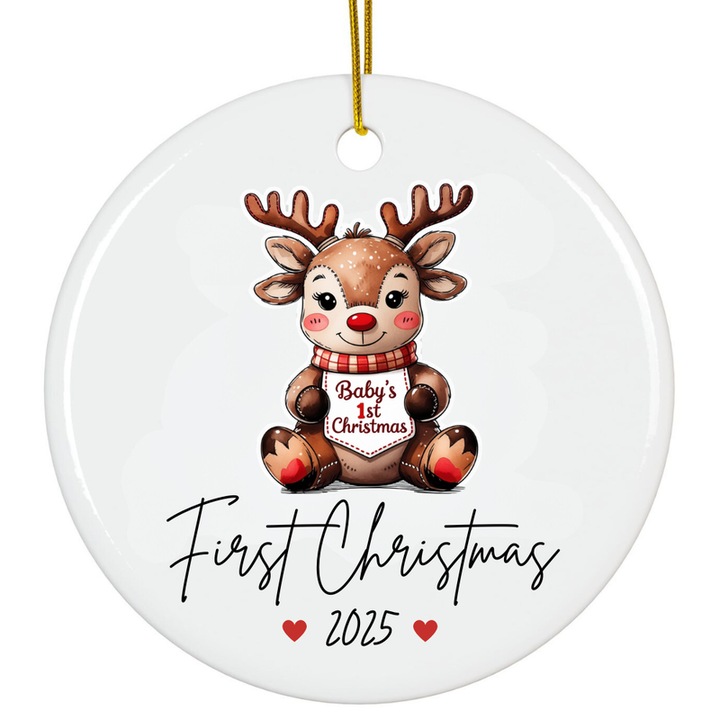 Dísz akril baba fehér Első Karácsony 2025 dekor 8cm