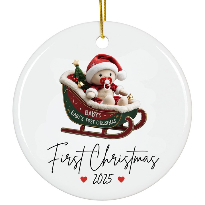 Akril dísz "Első karácsony 2025" baba fehér emlék 8cm